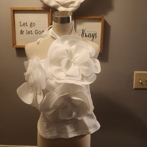 Elegant White Floral Women's Top